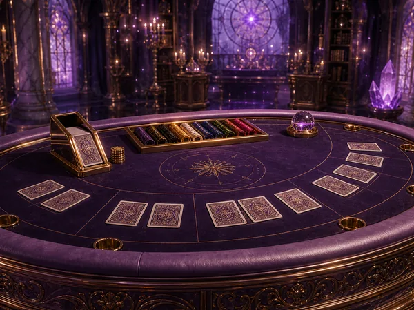 Decorative image of the purple card table—not the actual gameplay of Diver