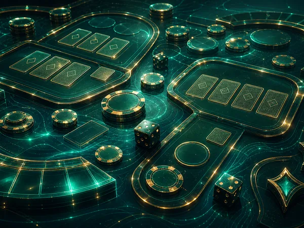 Decorative pictures of casino tables—not virtual sports screens