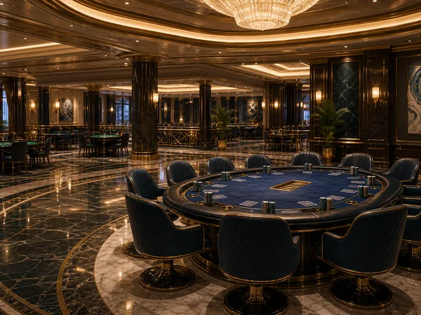 Decorative image of an empty poker table—not an actual table at W Live